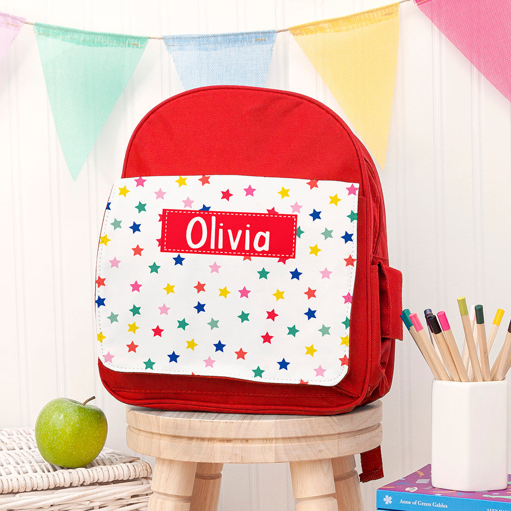 Personalised Personalised Girl's Patterned Red Rucksack