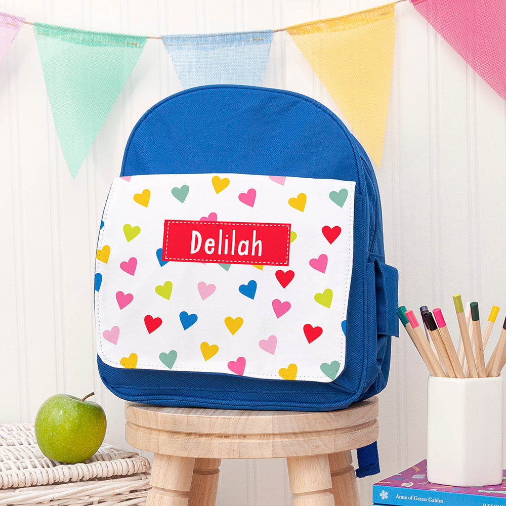 Personalised Personalised Girl's Patterned Royal Blue Rucksack