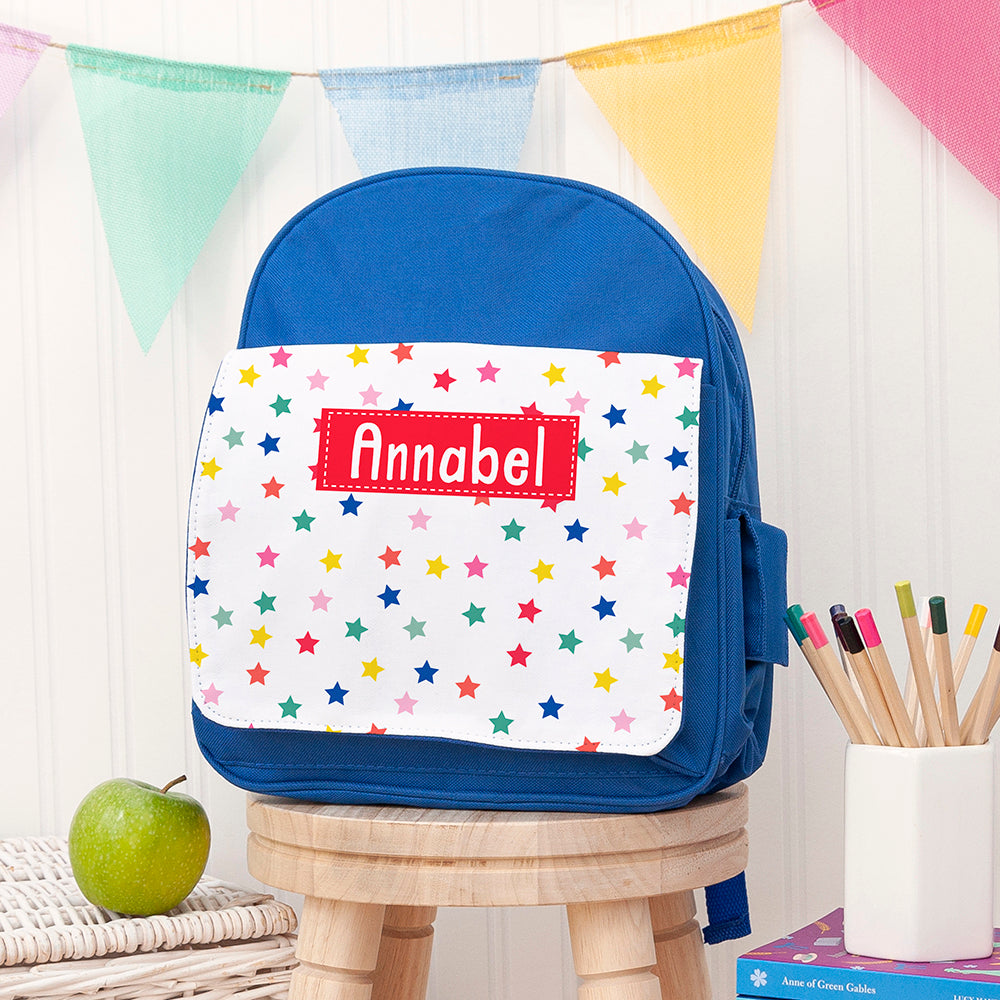 Personalised Personalised Girl's Patterned Royal Blue Rucksack
