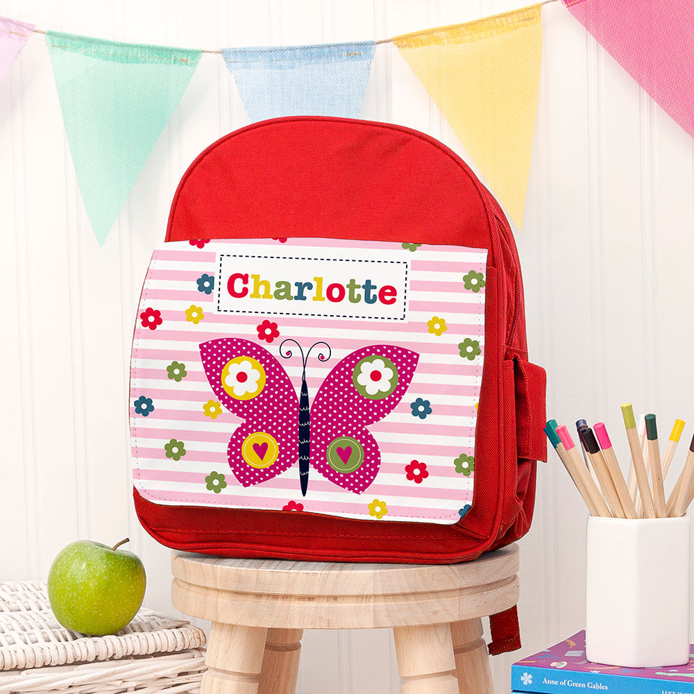 Personalised Personalised Girl's Red Mini Rucksack