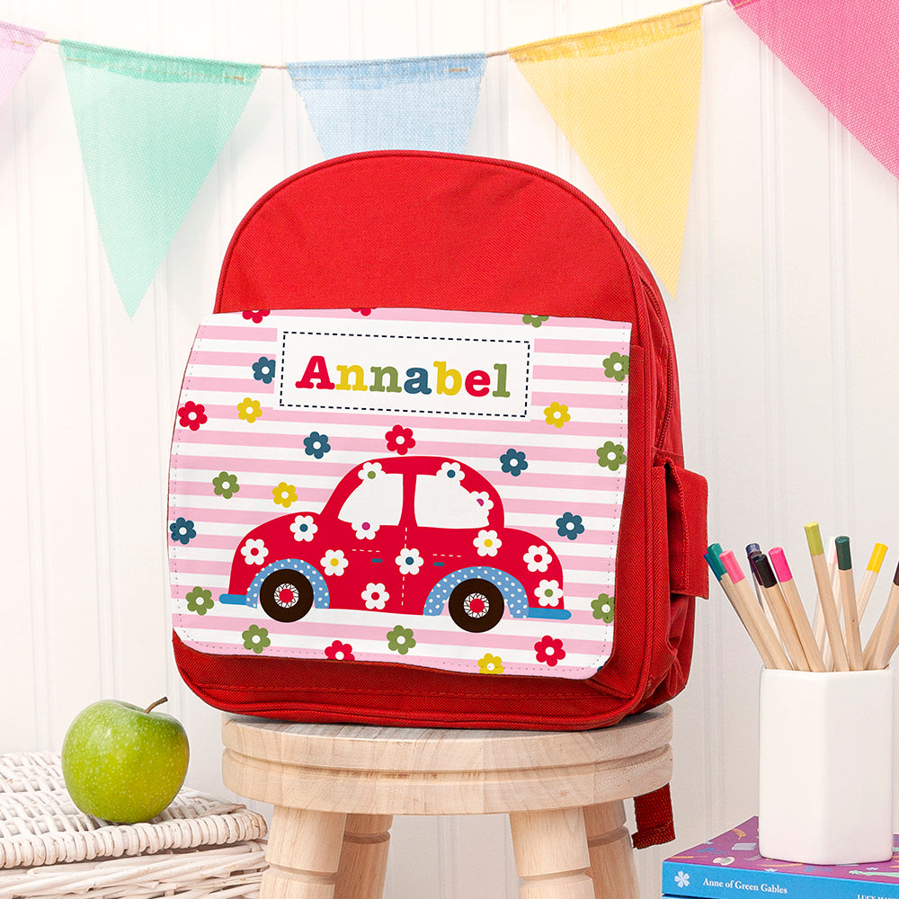 Personalised Personalised Girl's Red Mini Rucksack