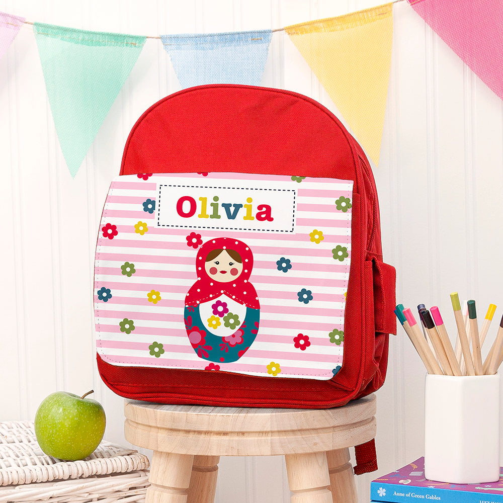 Personalised Personalised Girl's Red Mini Rucksack