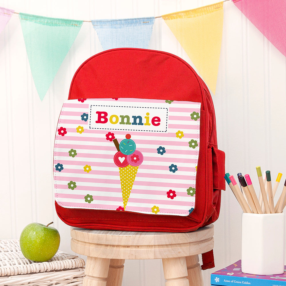 Personalised Personalised Girl's Red Mini Rucksack