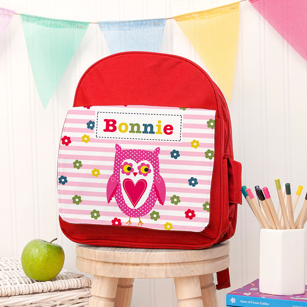 Personalised Personalised Girl's Red Mini Rucksack