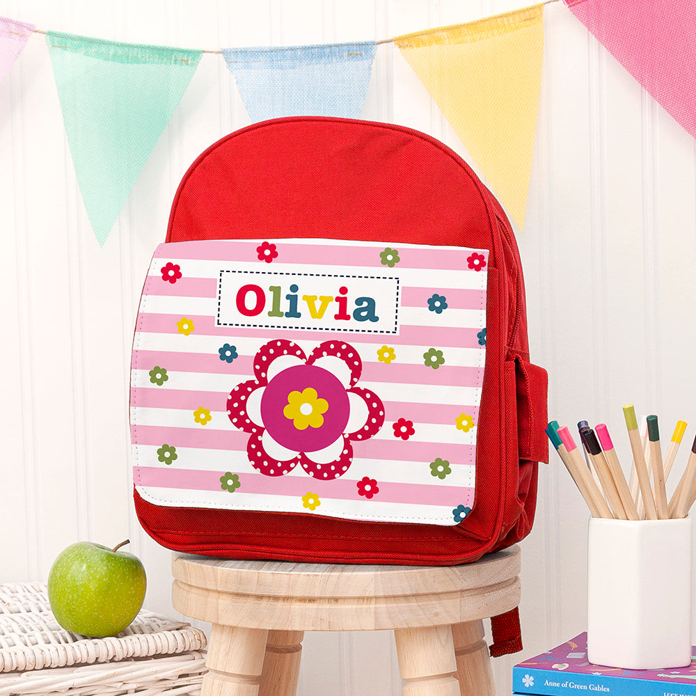 Personalised Personalised Girl's Red Mini Rucksack