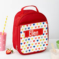 Personalised Personalised Girl's Red Patterned Lunch Bag