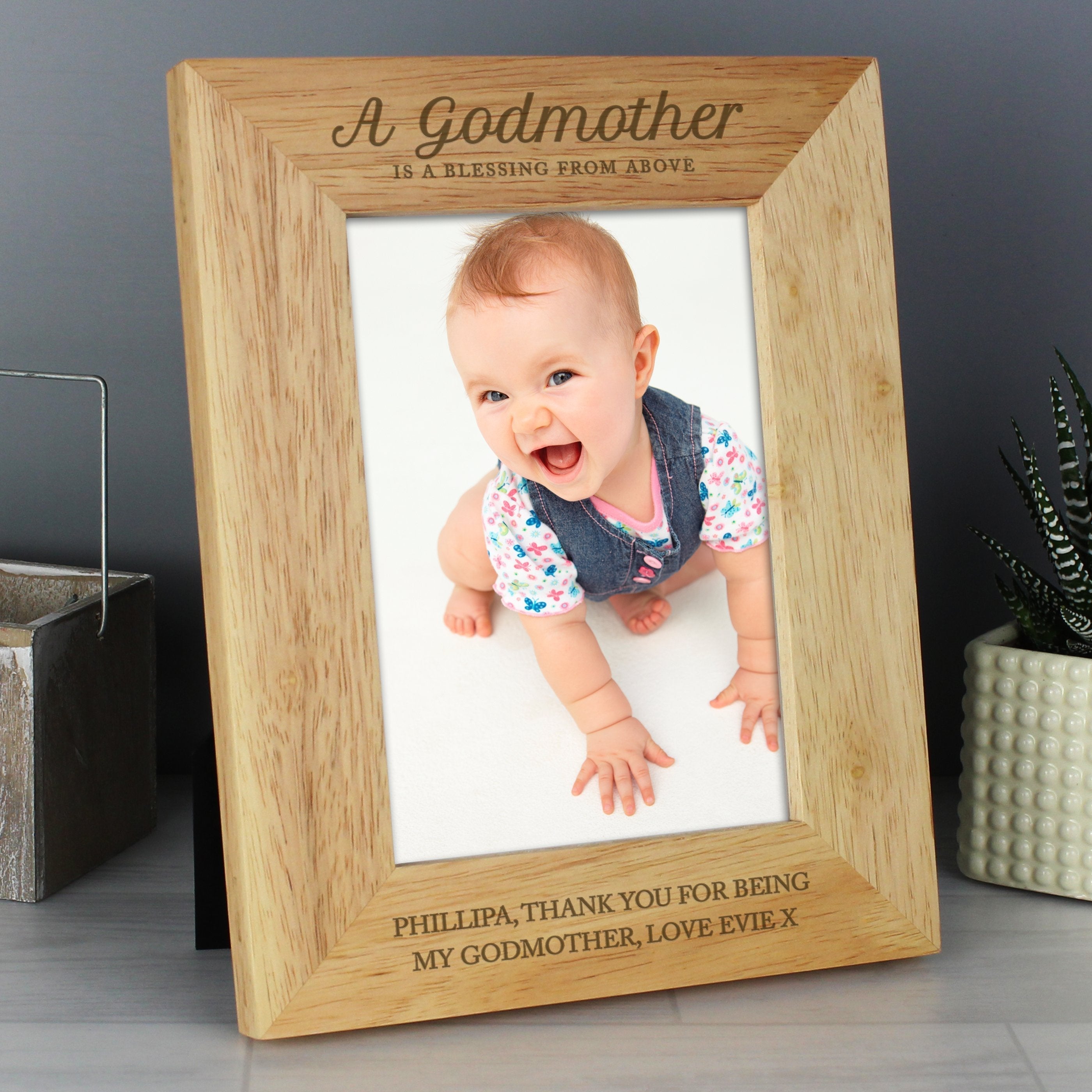 Personalised Godmother 5x7 Inch Wooden Photo Frame