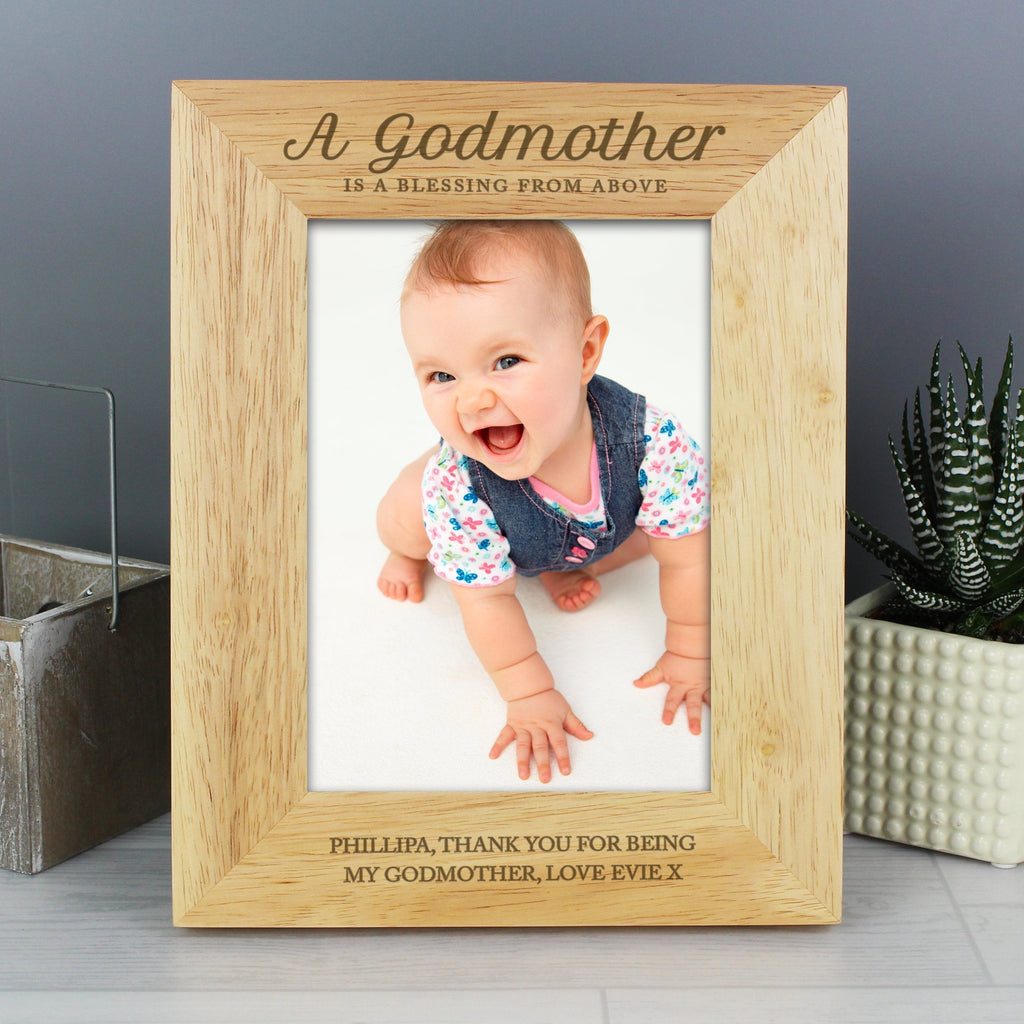 Personalised Godmother 5x7 Inch Wooden Photo Frame