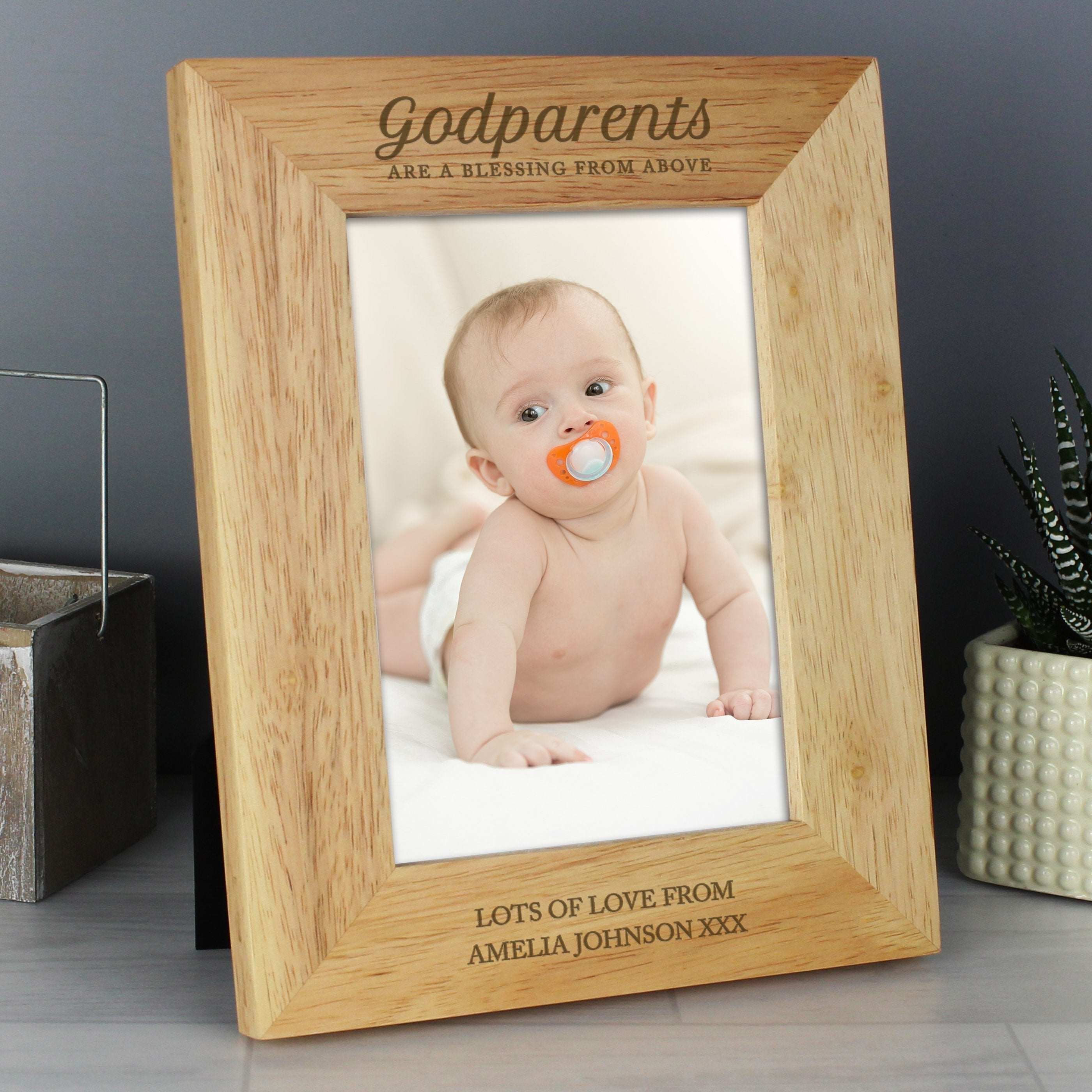 Personalised Godparents 5x7 Inch Wooden Photo Frame