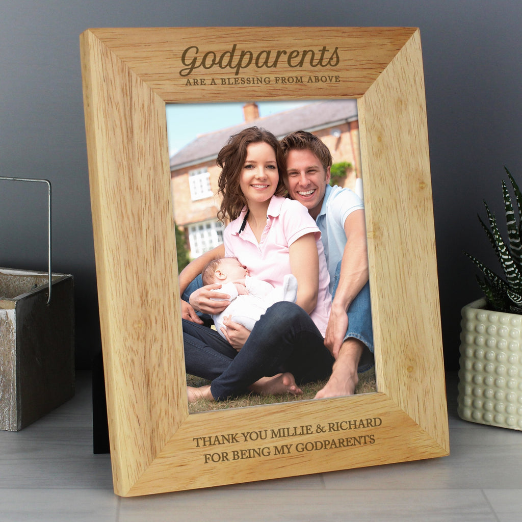 Personalised Godparents 5x7 Inch Wooden Photo Frame