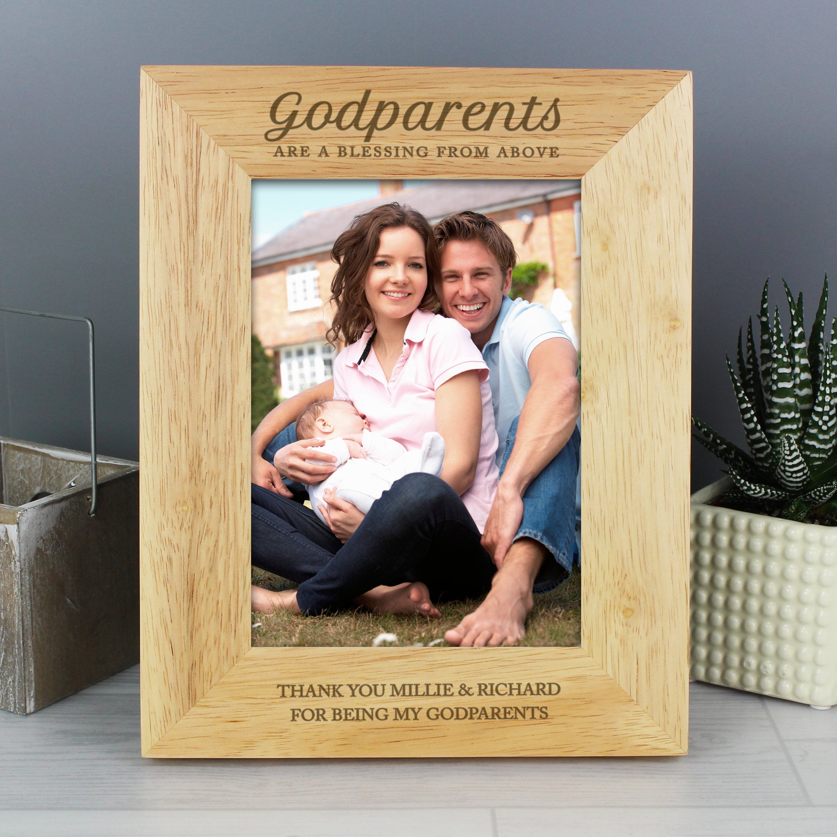 Personalised Godparents 5x7 Inch Wooden Photo Frame
