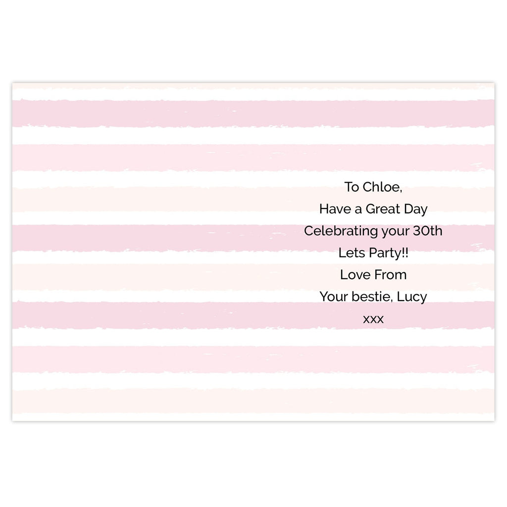 Personalised Gold And Pink Stripe Birthday Card