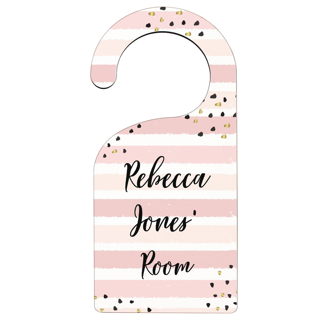 Personalised Gold And Pink Stripe Door Hanger