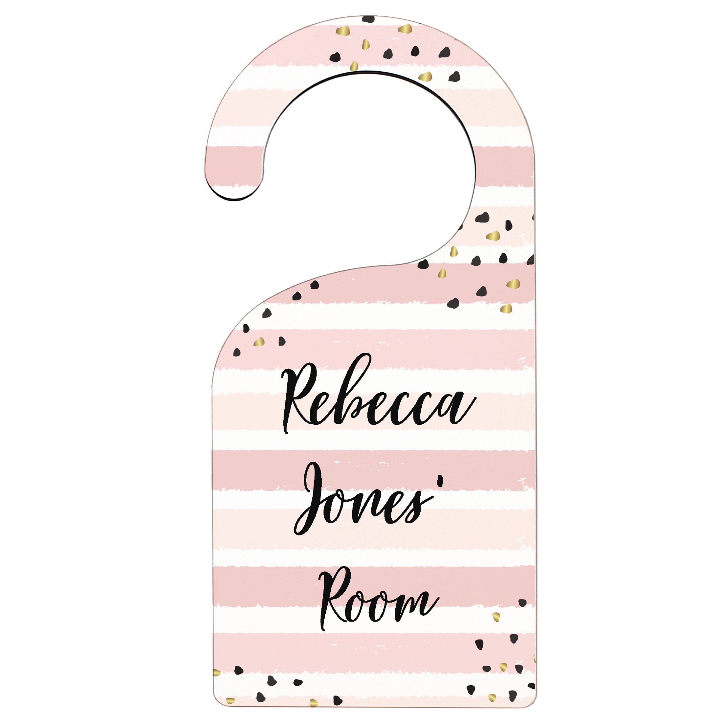 Personalised Gold And Pink Stripe Door Hanger