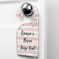 Personalised Gold And Pink Stripe Door Hanger