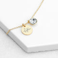 Personalised Personalised Gold Birthstone Crystal and Disc Necklace
