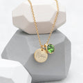 Personalised Personalised Gold Birthstone Crystal and Disc Necklace
