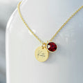 Personalised Personalised Gold Birthstone Crystal and Disc Necklace