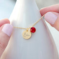 Personalised Personalised Gold Birthstone Crystal and Disc Necklace
