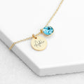 Personalised Personalised Gold Birthstone Crystal and Disc Necklace
