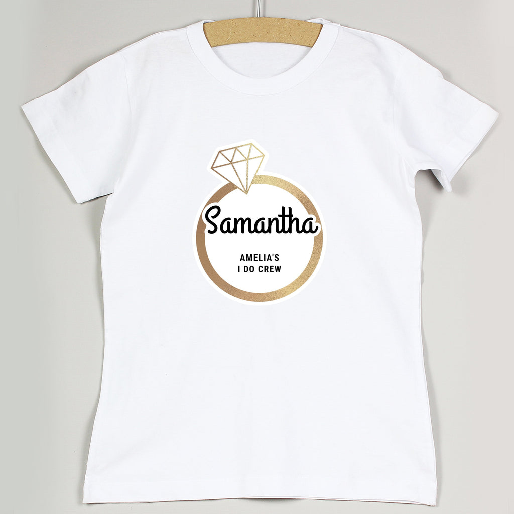 Personalised Gold Bling Ring Hen Party T-Shirt - White XL