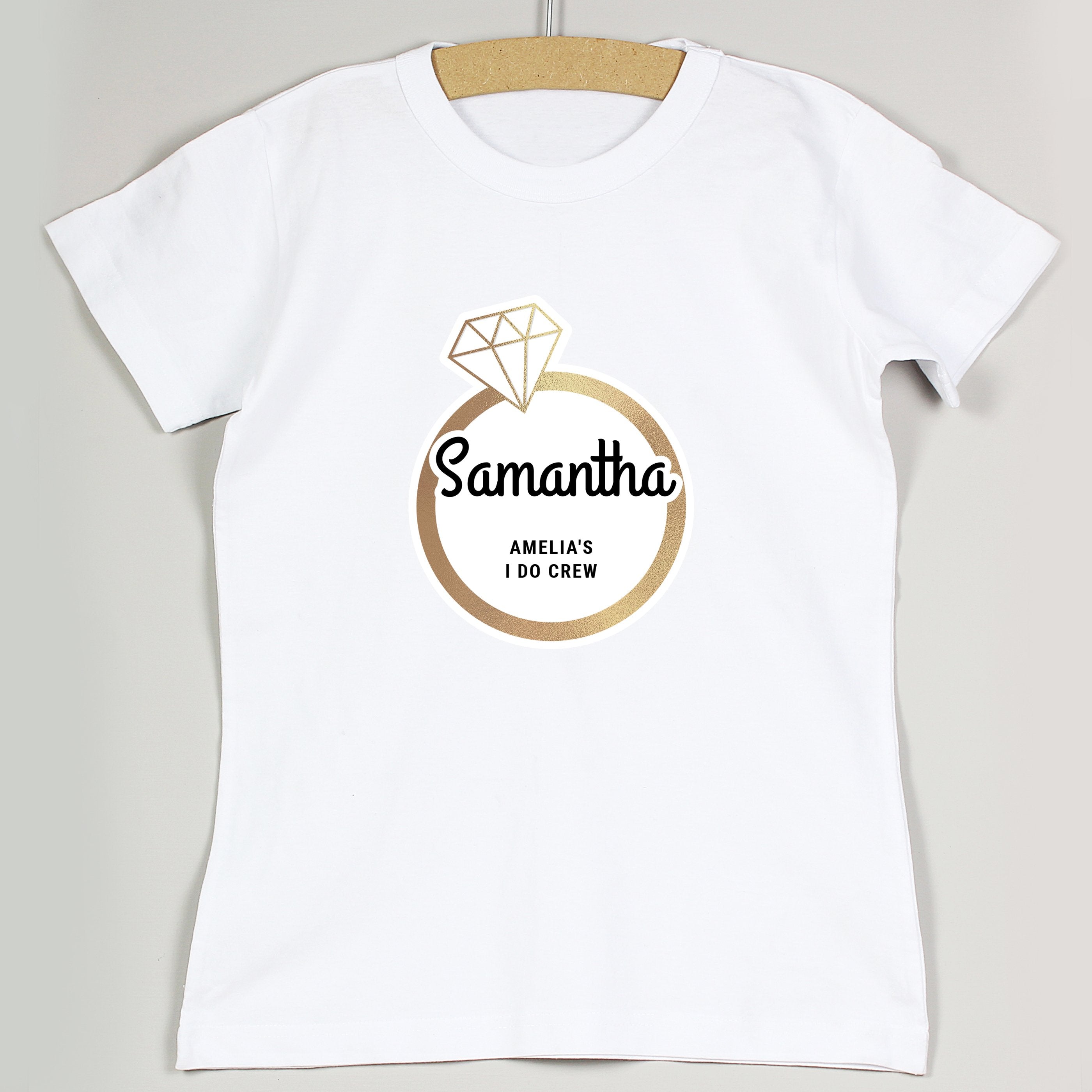 Personalised Gold Bling Ring Hen Party T-Shirt - White XL
