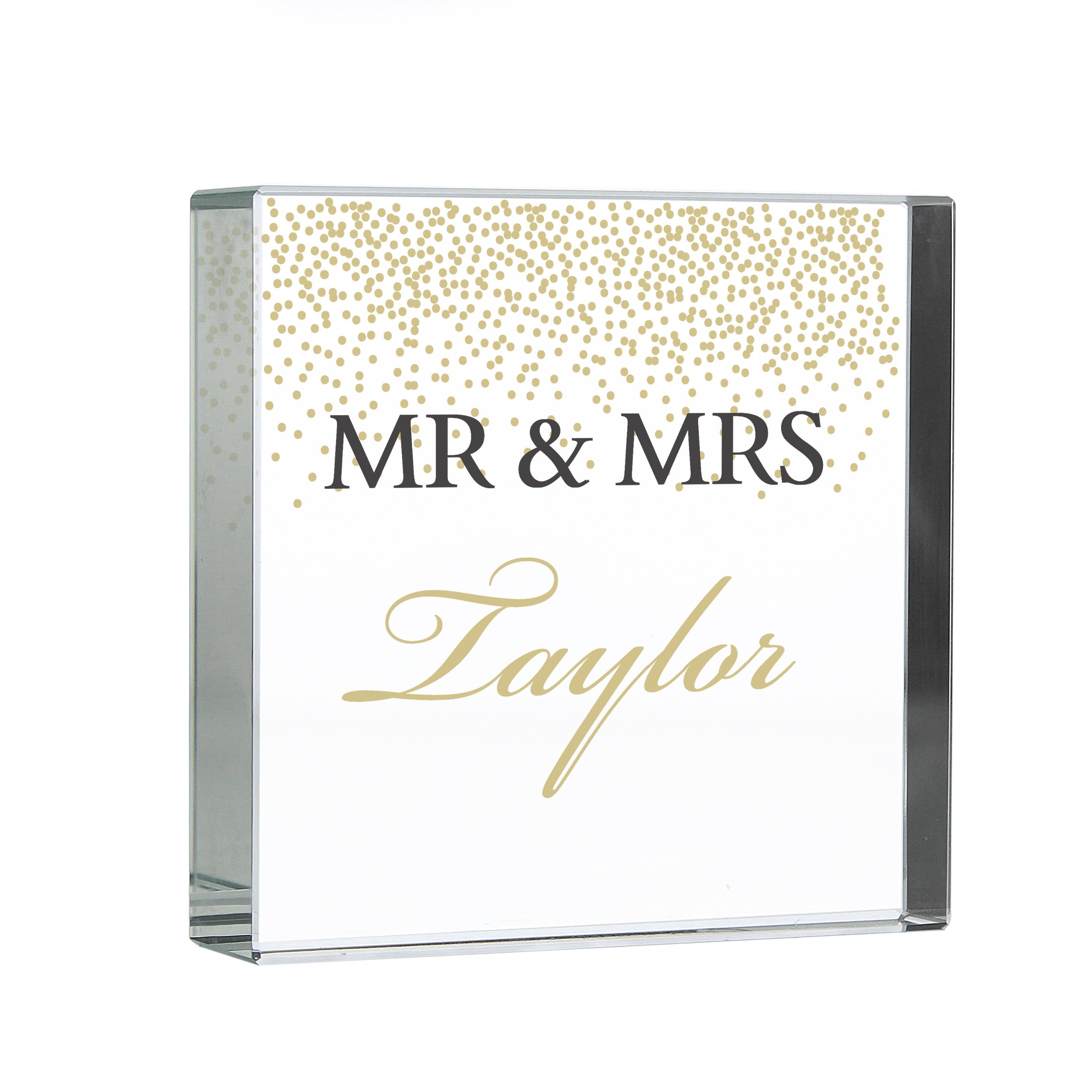 Personalised Gold Confetti Large Crystal Token