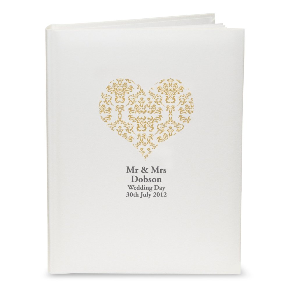 Personalised Gold Damask Heart Traditional Photo Album