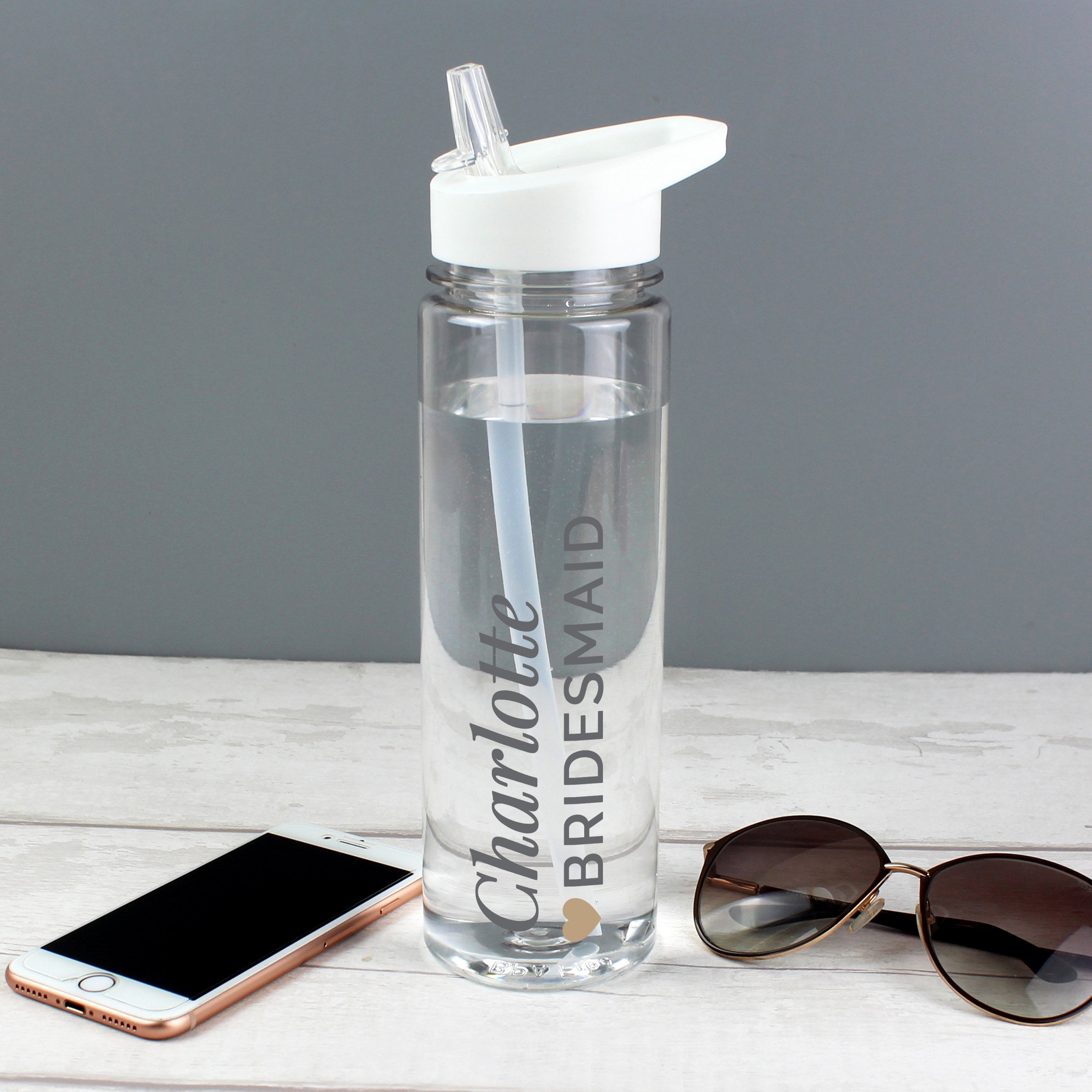 Personalised Gold Heart Island Water Bottle