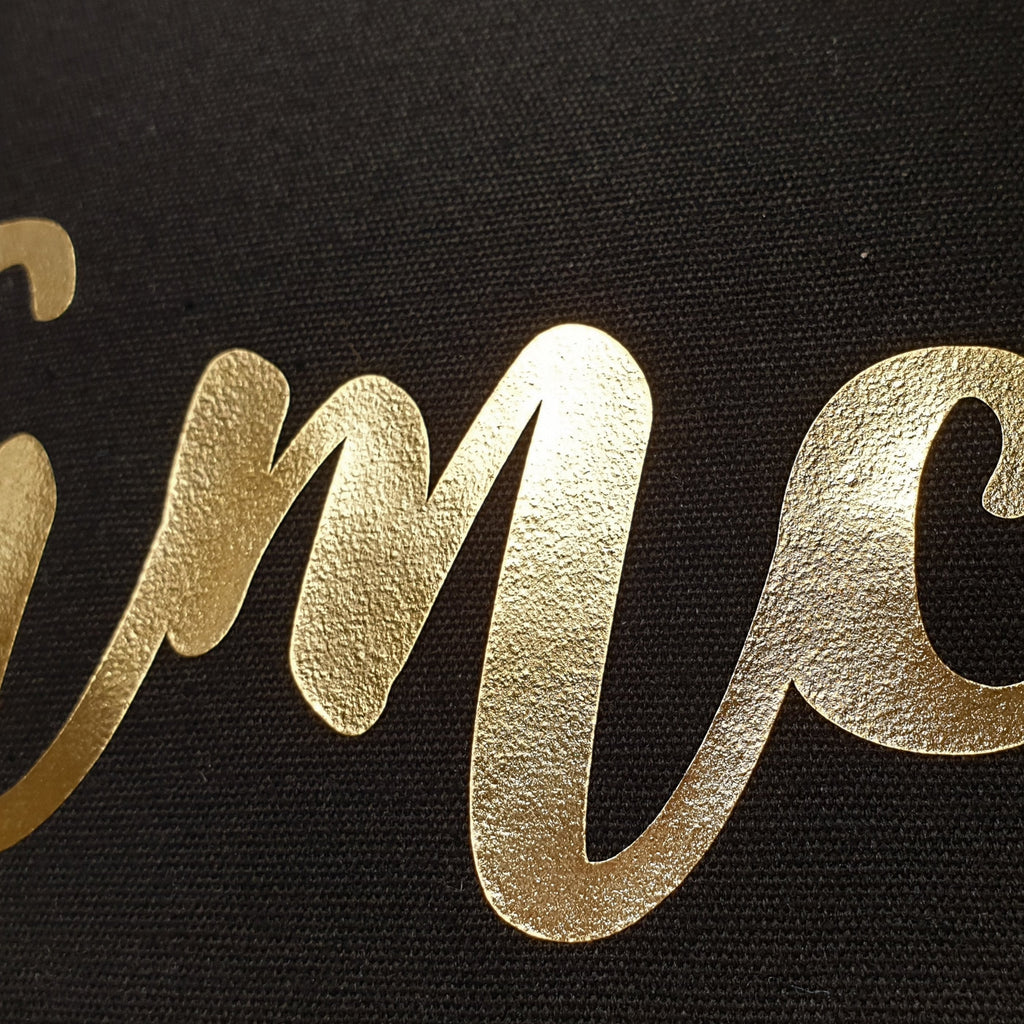 Personalised Gold Name Black Cushion Cover