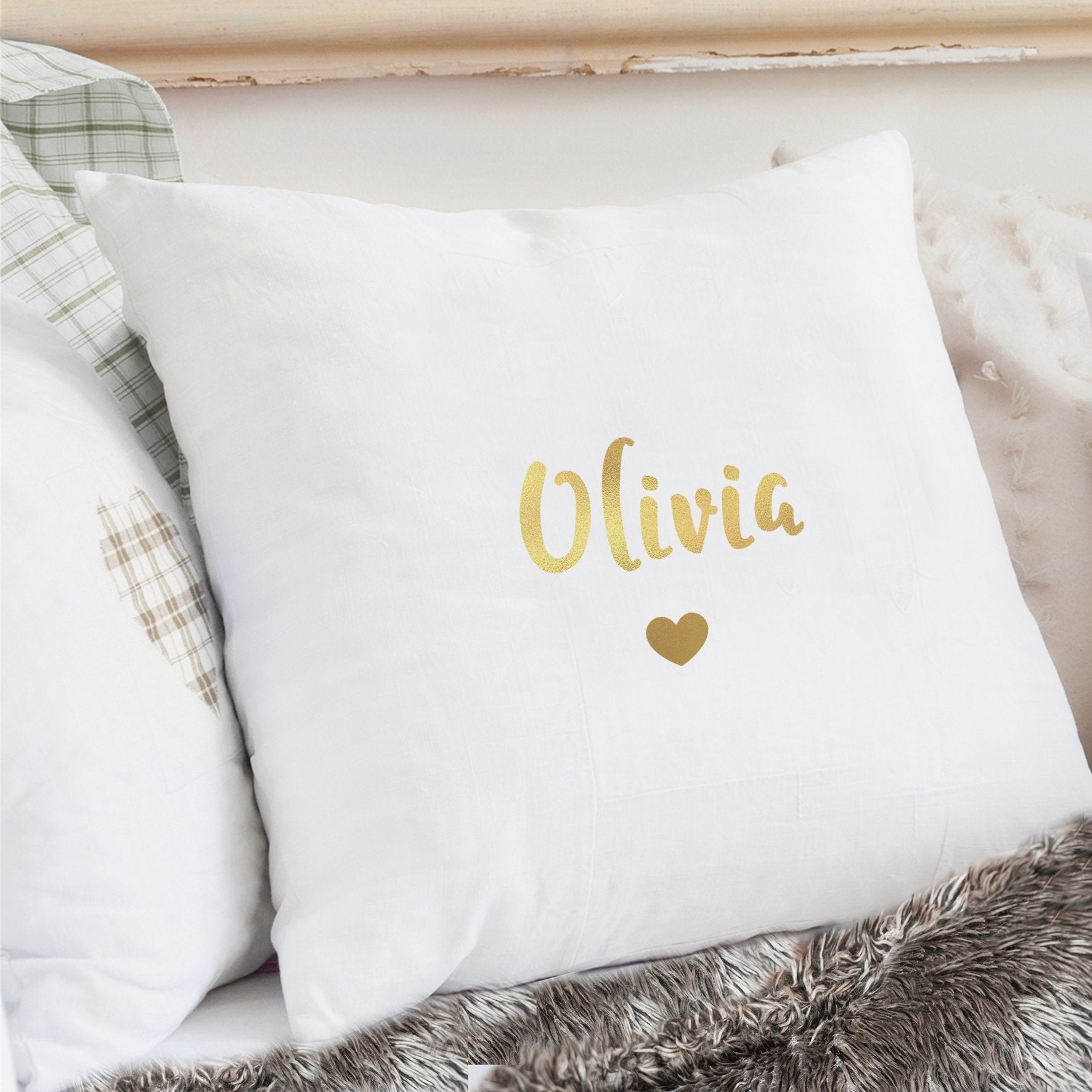 Personalised Gold Name Black Cushion Cover