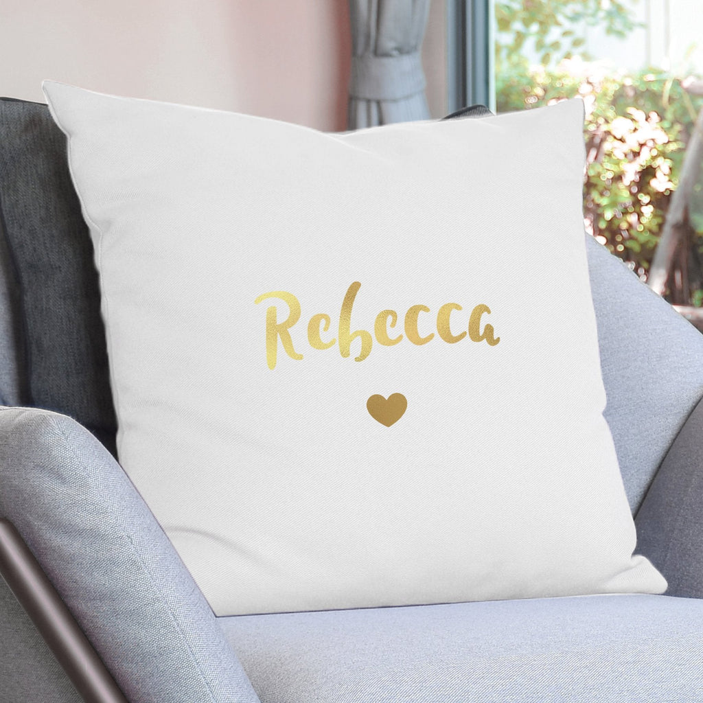 Personalised Gold Name Black Cushion Cover