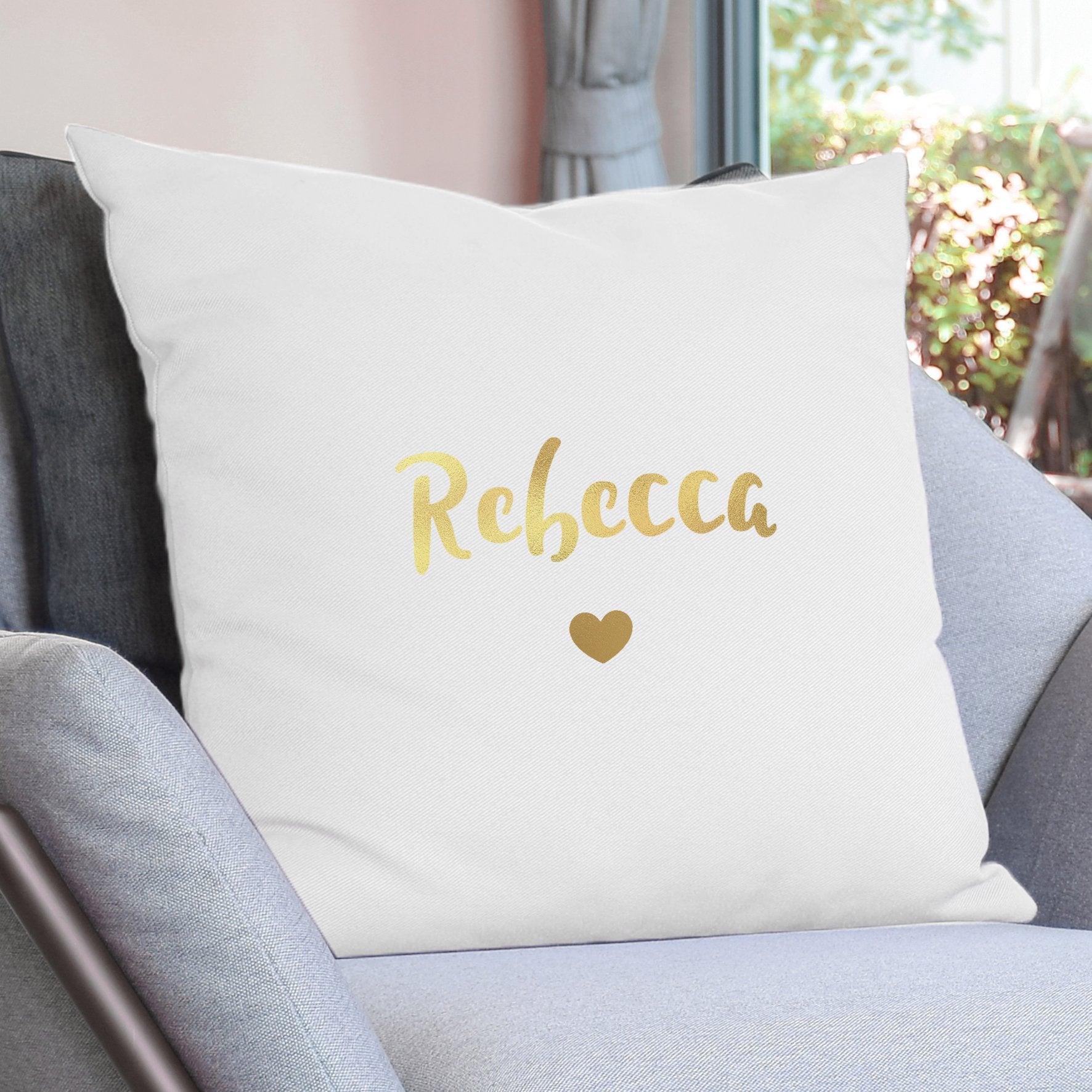 Personalised Gold Name Black Cushion Cover