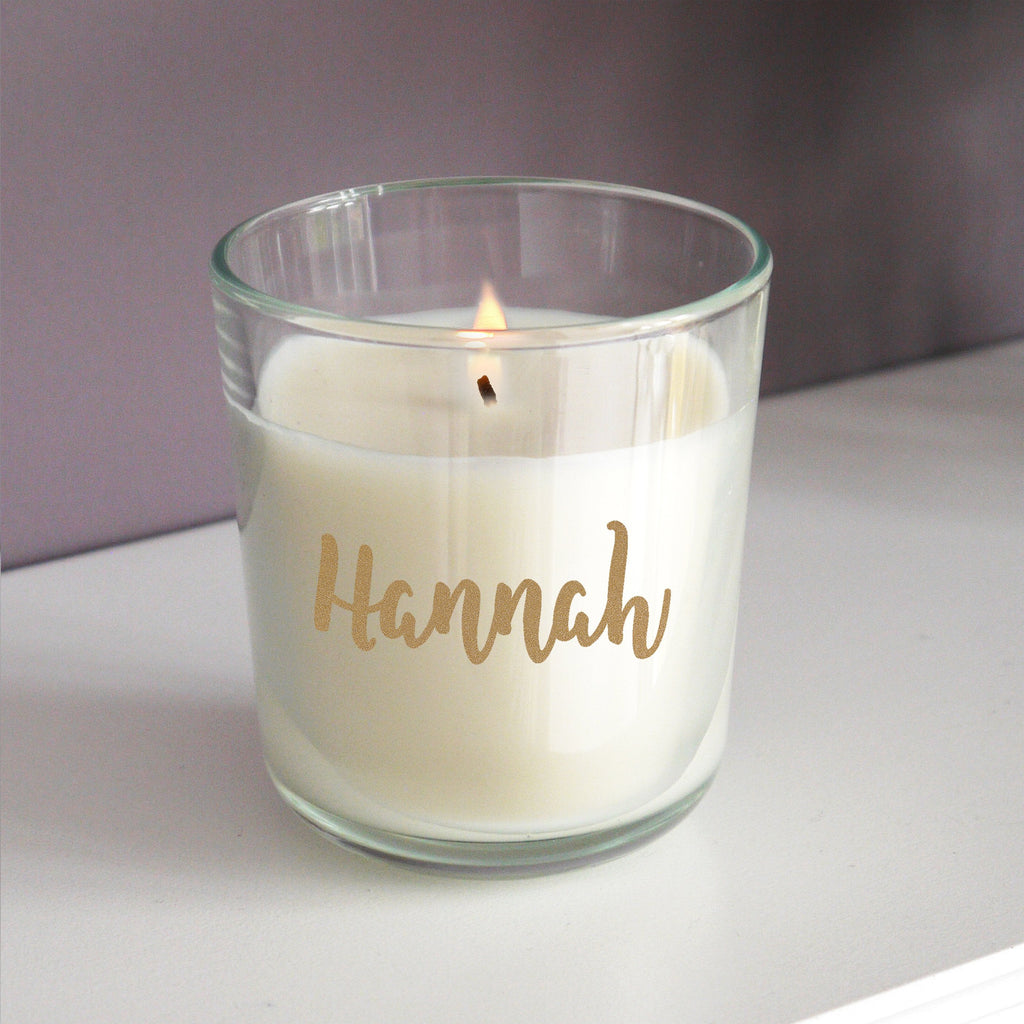 Personalised Gold Name Scented Jar Candle