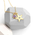 Personalised Personalised Gold Star with Birthstone Crystal Necklace