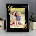 Personalised Golden Feather 5x7 Inch Black Glass Photo Frame