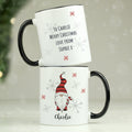 Personalised Gonk Family Black HandLED Christmas Mug - Boy