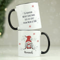 Personalised Gonk Family Black HandLED Christmas Mug - Girl