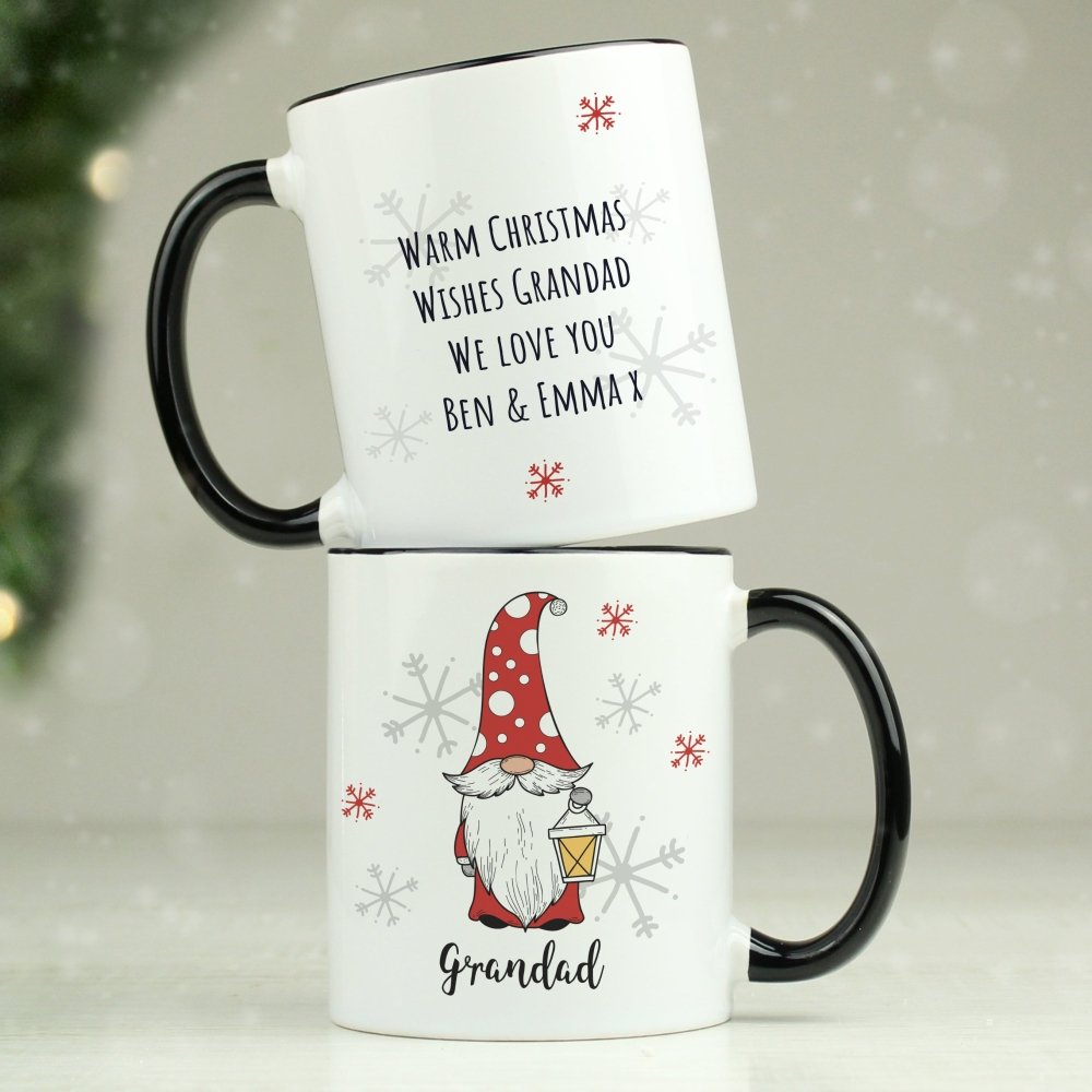 Personalised Gonk Family Black HandLED Christmas Mug - Male