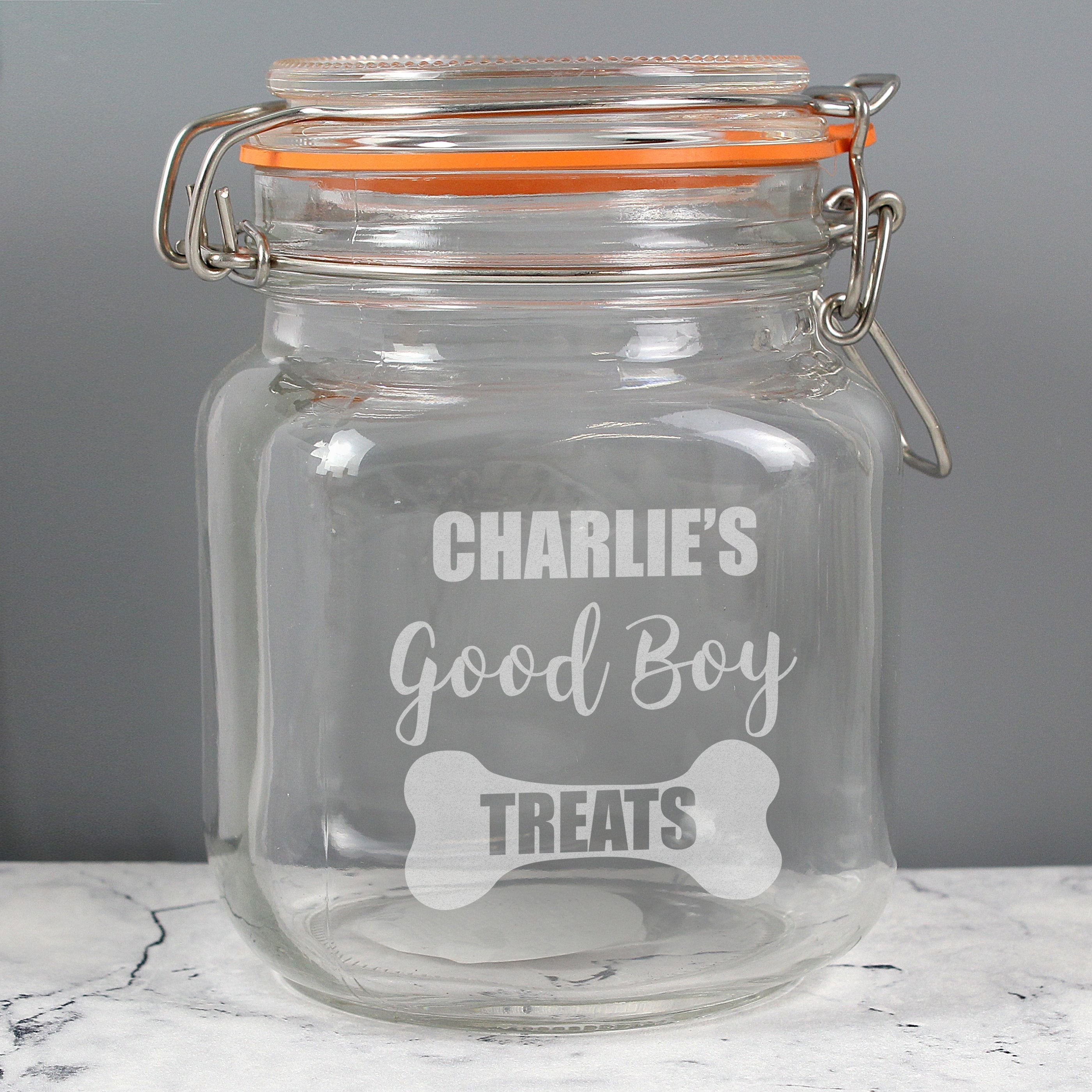 Personalised Good Boy Treats Glass Kilner Jar