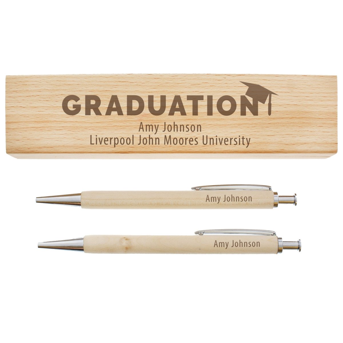 Personalised Graduation Wooden Pen And Pencil Set
