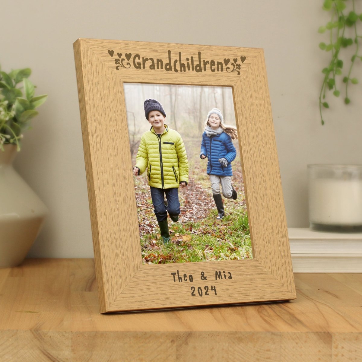 Personalised Grandchildren 5x7 Inch Wooden Photo Frame