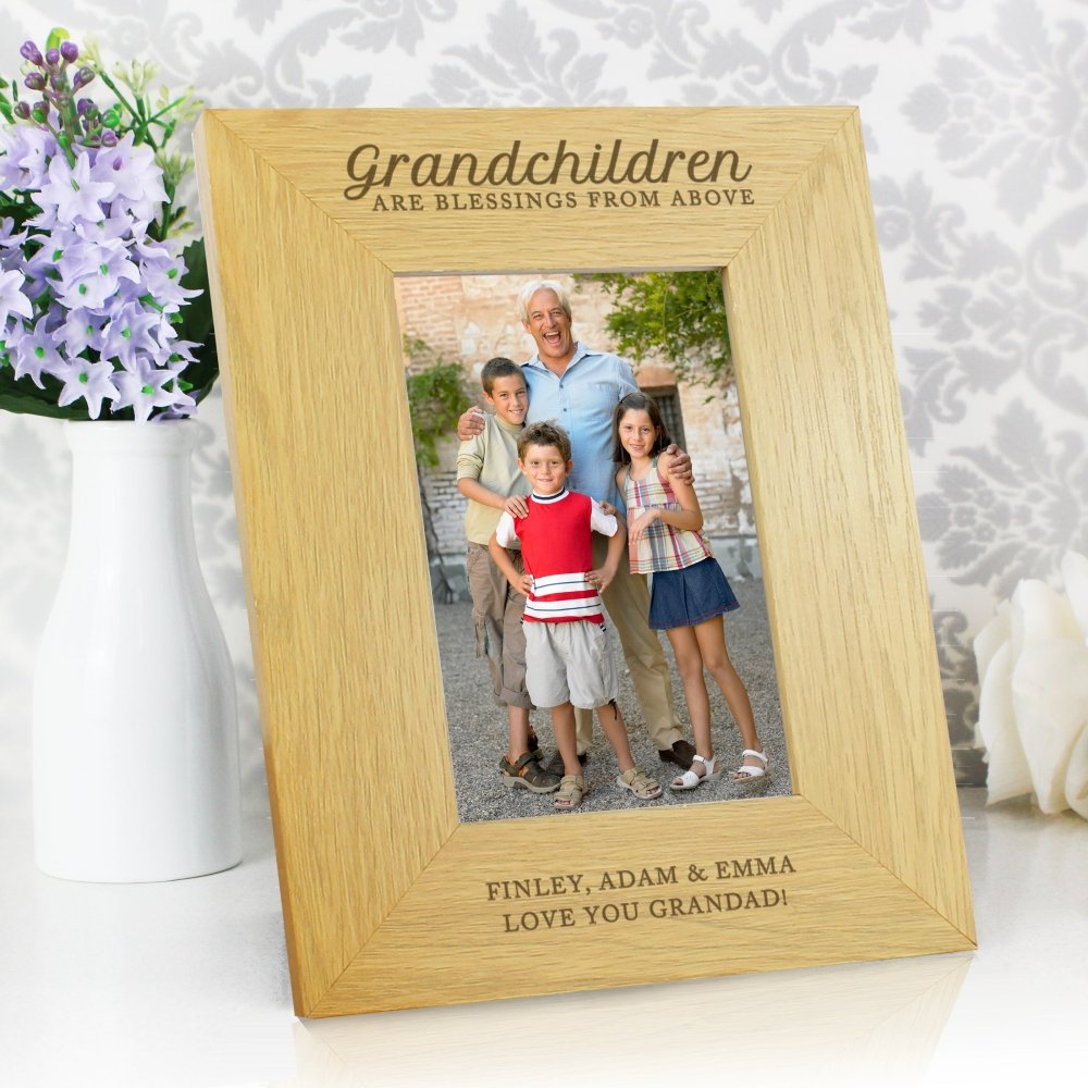 Personalised Grandchildren Are A Blessing 6x4 Inch Oak Finish Photo Frame