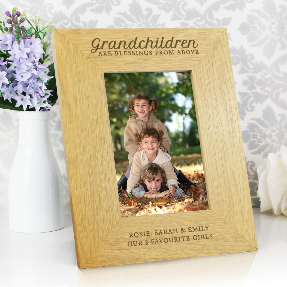 Personalised Grandchildren Are A Blessing 6x4 Inch Oak Finish Photo Frame