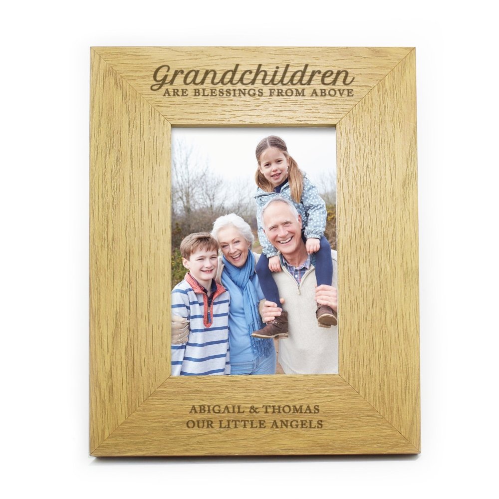 Personalised Grandchildren Are A Blessing 6x4 Inch Oak Finish Photo Frame