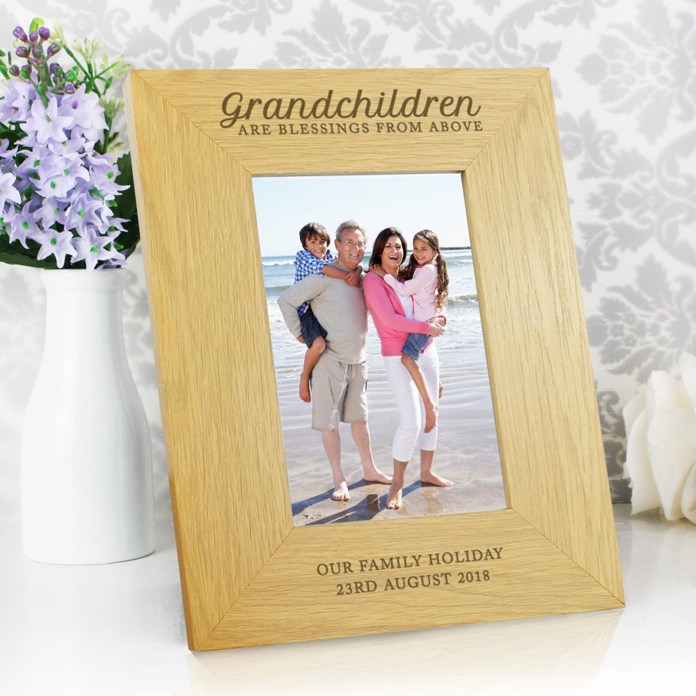 Personalised Grandchildren Are A Blessing 6x4 Inch Oak Finish Photo Frame