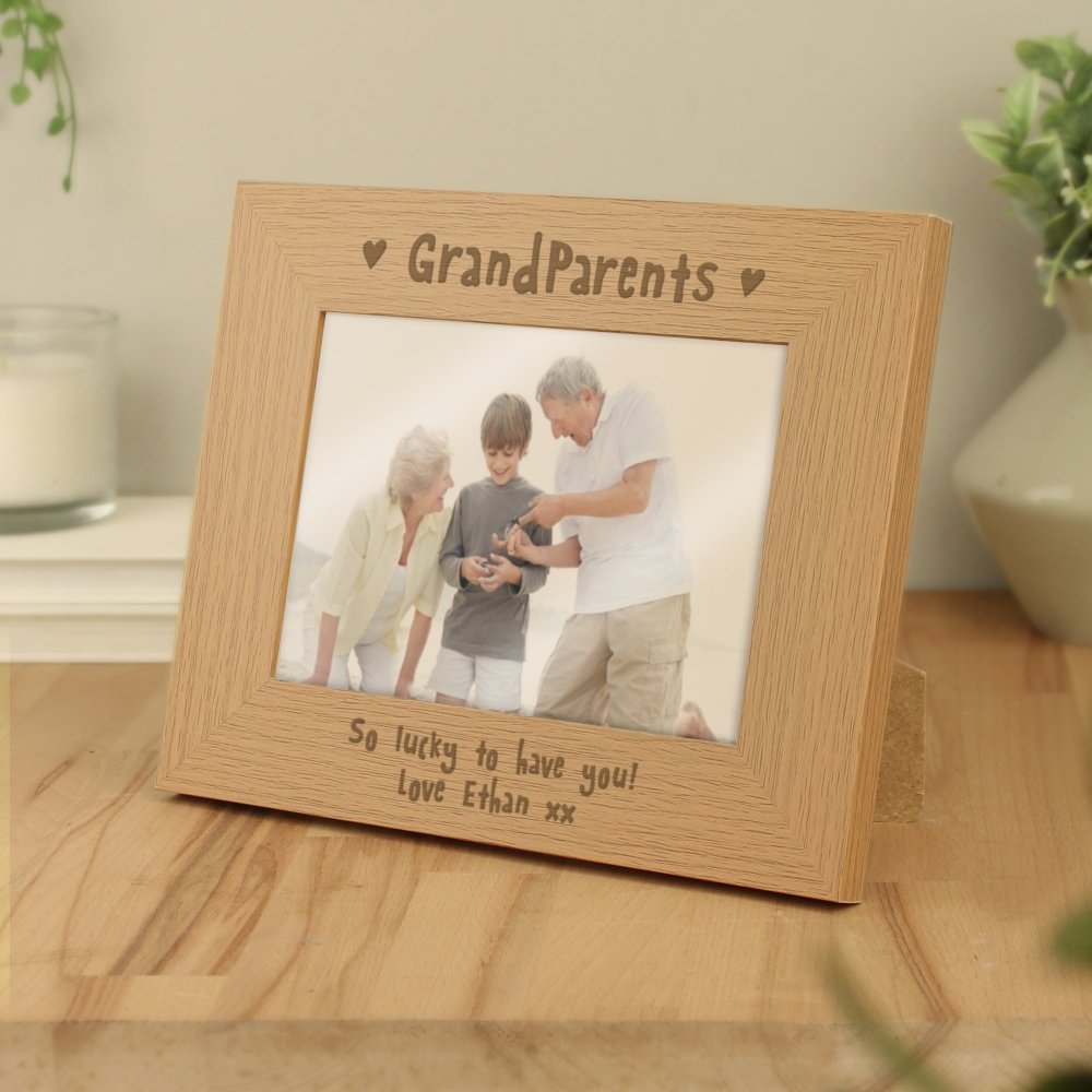 Personalised Grandparents 5x7 Inch Landscape Wooden Photo Frame