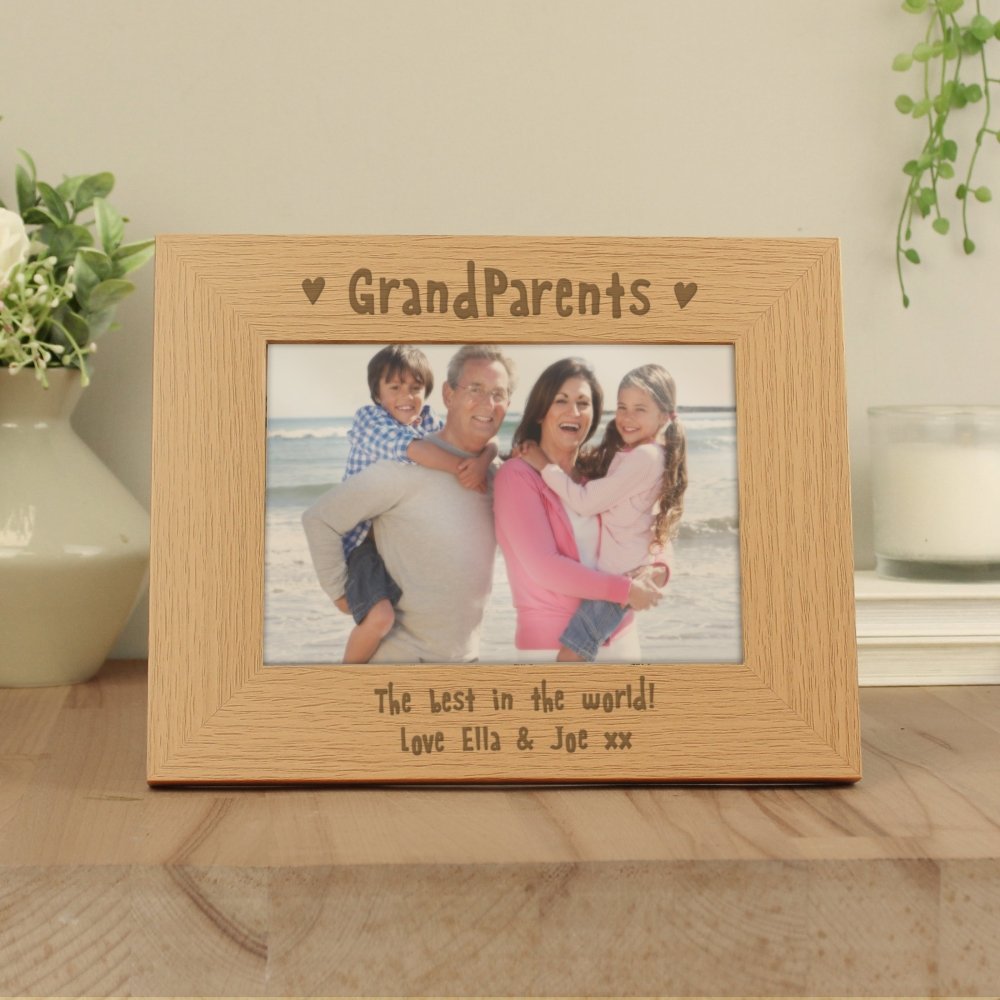Personalised Grandparents 7x5 Inch Landscape Wooden Photo Frame