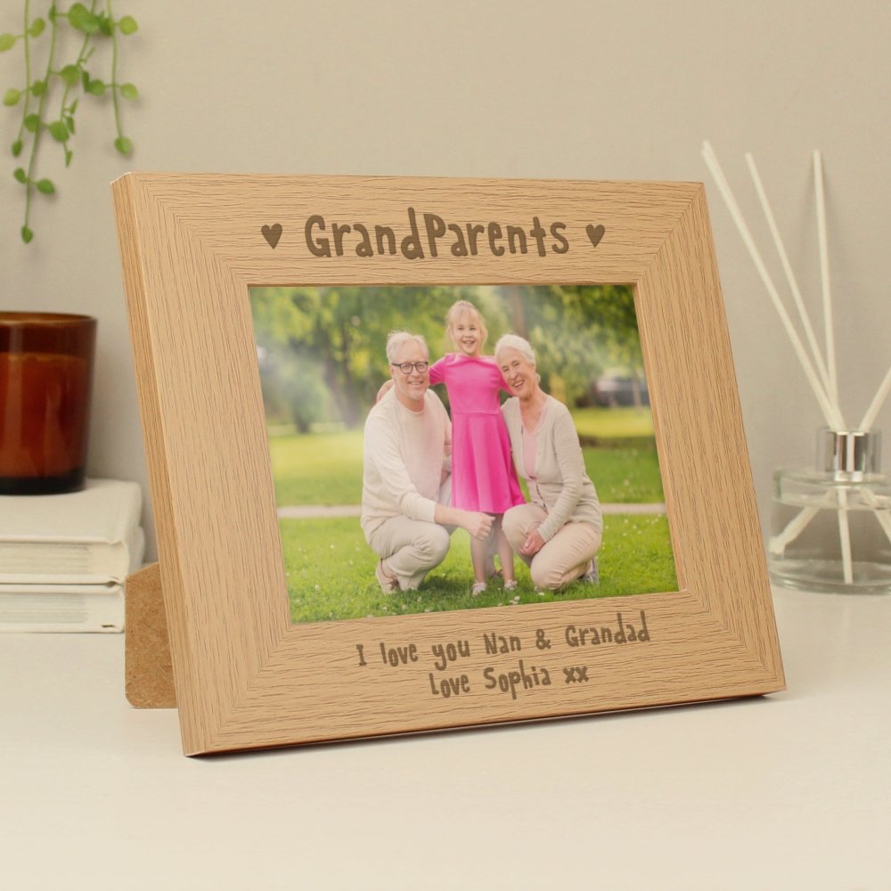 Personalised Grandparents 7x5 Inch Landscape Wooden Photo Frame