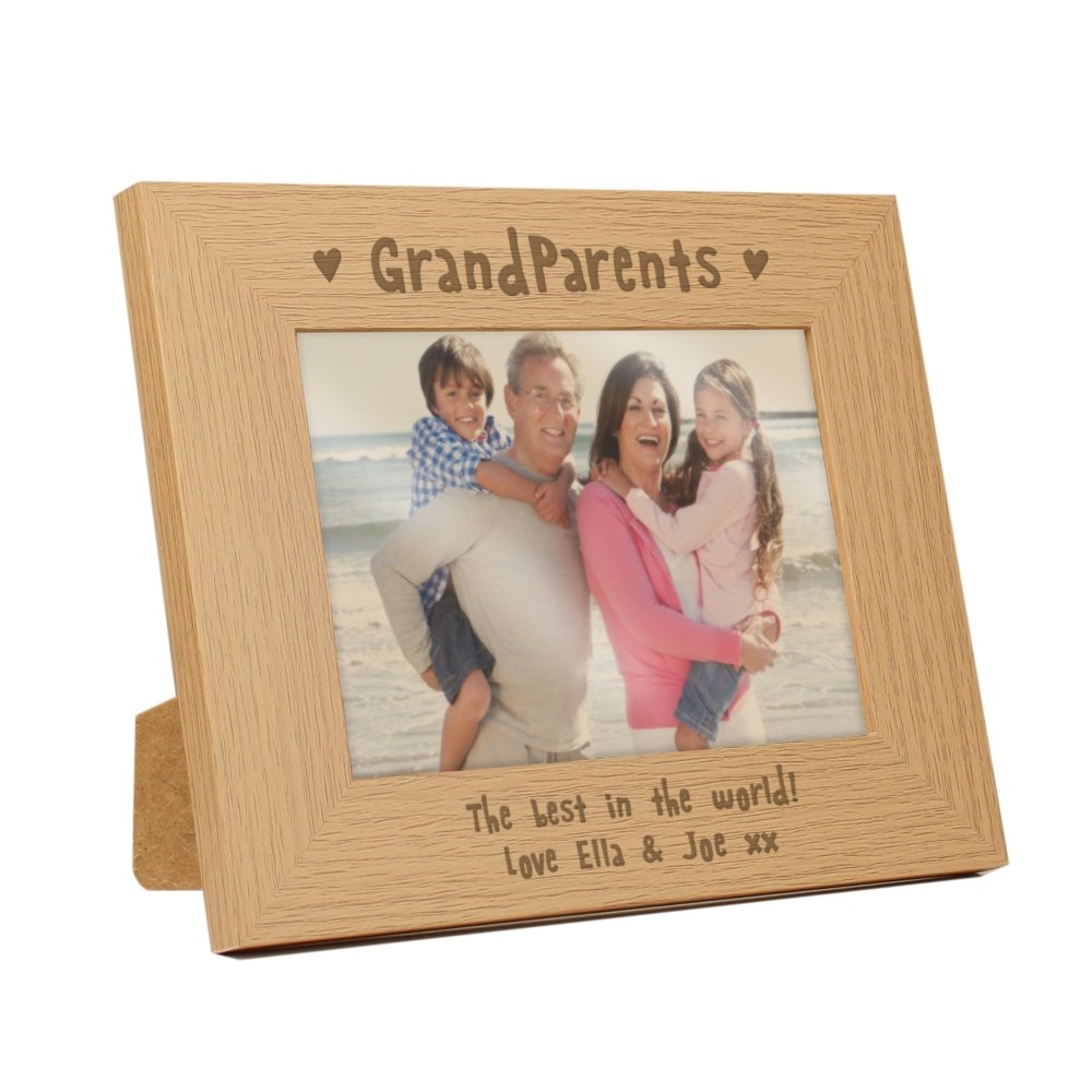 Personalised Grandparents 7x5 Inch Landscape Wooden Photo Frame